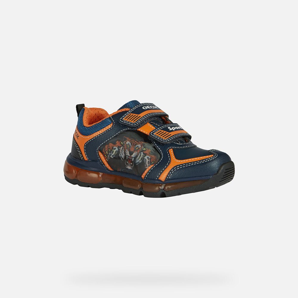 Basket Geox Android - Bleu Marine/Orange - Garcon 906587-IAZ